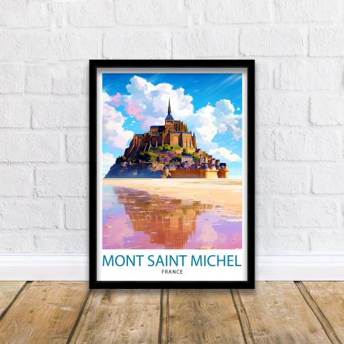 Mont Saint-Michel Travel Print  Mont Saint-Michel Wall Art Mont Saint-Michel France Illustration Travel Poster Gift For Mont Saint-Michel