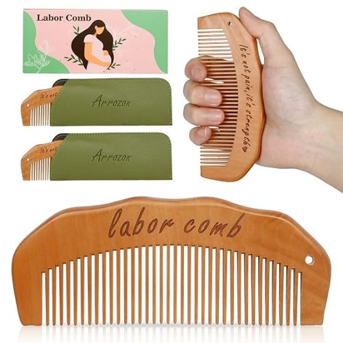 Arrozon Birth Comb for Women Labor, Hospital Bag Must Haves for Pregnant Mom, Wooden Labor comb Natural Labor and Delivery Essentials, New Mom Gifts Birthing Comb
