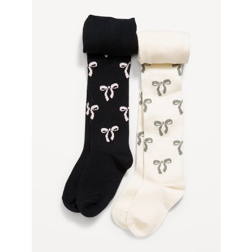 Soft-Knit Sparkle-Bows Tights 2-Pack for Toddler Girls