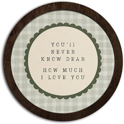 CFFJLHN Vintage Playroom Nursery Round Wooden Wall Art, Baby Boys Girls Kids Toddler Nursery Decor, You'll Never Know Dear How Much I Love You Hanging Wall Decor for Baby Girl Nursery Room Bedroom