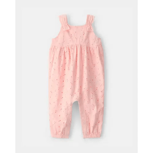 Baby Girl Eyelet Sleeveless Jumpsuit - Pink | Carter's