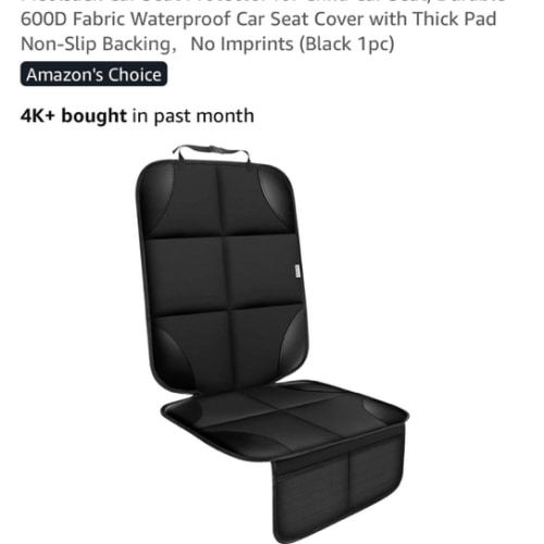 Meolsaek Car Seat Protector for Child Car Seat, Durable 600D Fabric Waterproof Car Seat Cover with Thick Pad Non-Slip Backing，No Imprints (Black 1pc)