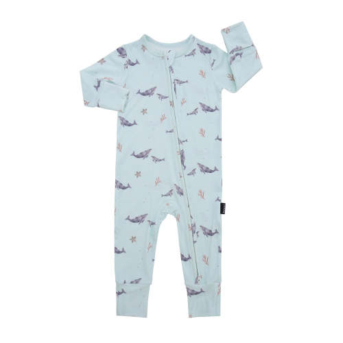 Sleeper with Fold-Over Cuffs - Blue Whales – Belan.J