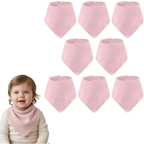 Muslin Baby bibs for drooling and teething, 100% cotton, Bibs for baby girl, Muslin bibs for boys (8 Pack)