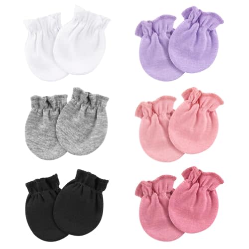 AQOKKA Newborn Baby Mittens No Scratch Cotton Elastic Wrist Gloves Infant Toddler Mittens for Baby Boy Girl 0-6 Months