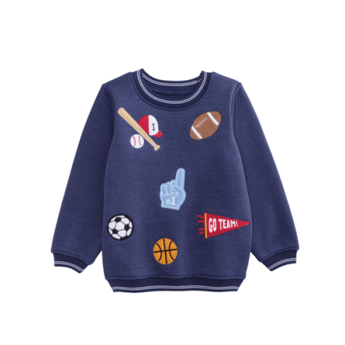 Large 4T-5T Toddler Sports Patched Sweatshirt | Mud Pie