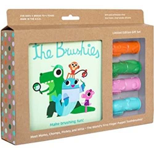 The Brushies Baby & Toddler Toothbrush & Storybook, Gift Set of 4 Brushes