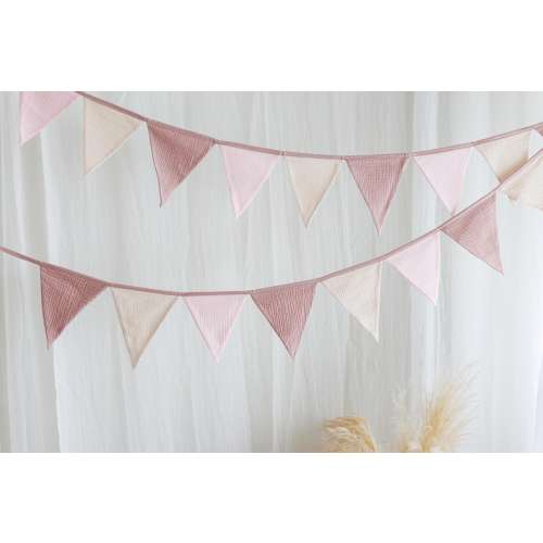 Cotton flags for nursery, Garland wall decor, Flag bunting, Bunting banner, Kids room, Triangle Flags for Baby Room, Home decor pink