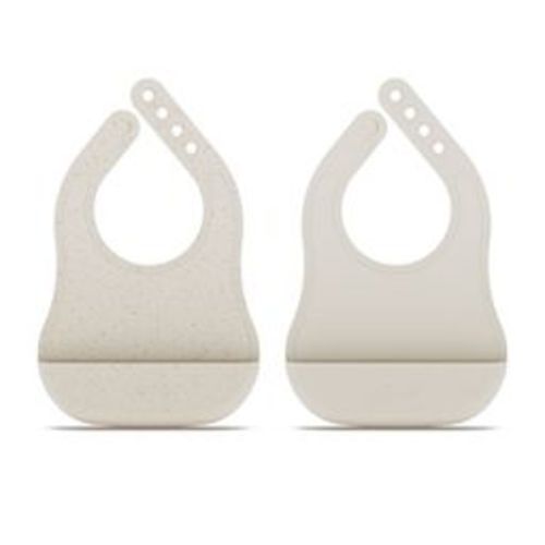 Lalo 2pk Silicone Bibs - Oatmeal