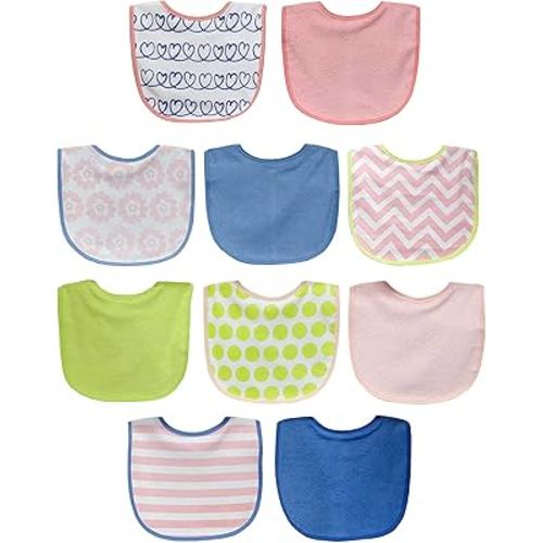 Neat Solutions Girl 10 Pack Water Resistant Bib Set, 10 Count