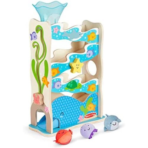 Melissa & Doug Rollables Wooden Ocean Slide Infant and Toddler Toy (5 Pieces) - Ocean Themed Toys For Toddlers, Early Learning Toys For Infants And Toddlers Ages 1+