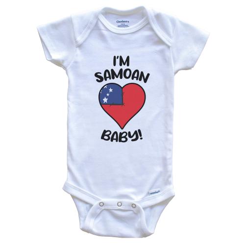 I'm Samoan Baby! Funny Samoa Flag Heart One Piece Baby Bodysuit - Short Sleeve or Long Sleeve