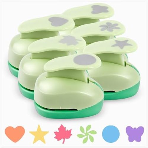 UCEC Paper Punches for Crafting, 1 Inch Craft Puncher, 6 Pcs Hole Punch