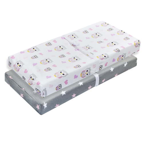 EVERYDAY KIDS 2 Pack Cotton Jersey Knit Changing Pad Cover - Owls/Stars