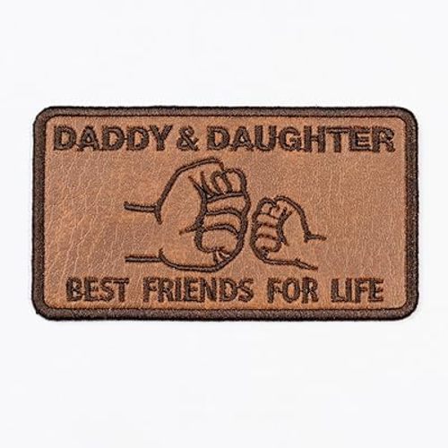 Daddy and Daughter Best Friends for Life Leather Patch Embroidered, Fist Bump Design Patches Iron On Jackets Hats Backpacks, Father’s Day Gift for Papa/Grandpa Size 3.6x2 Inches