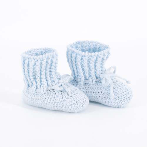 Knit Baby Booties - Light Blue