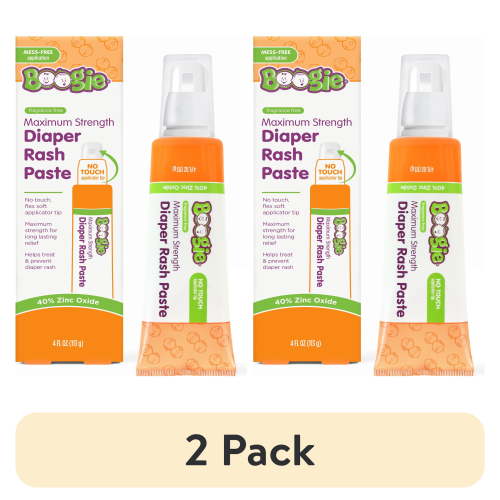 (2 pack) Boogie Maximum Strength Diaper Rash Cream with Spatula Applicator, Fragrance-Free, 4 fl oz