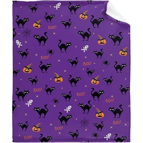 Halloween Bat Pumpkin Spiderweb Baby Blanket Gifts Super Soft Swaddle Newborn Cozy Baby Receiving Blanket Stroller Throw Blanket for Crib 40x30 XSmall for Puppy