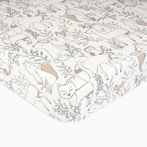 Crane Baby Cotton Sateen Crib Fitted Sheet - Ezra Woodland