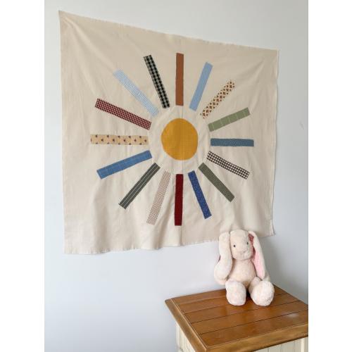 Cottagecore Sun Wall Hanging | Vintage Textile Nursery Decor | Handmade Heirloom Banner