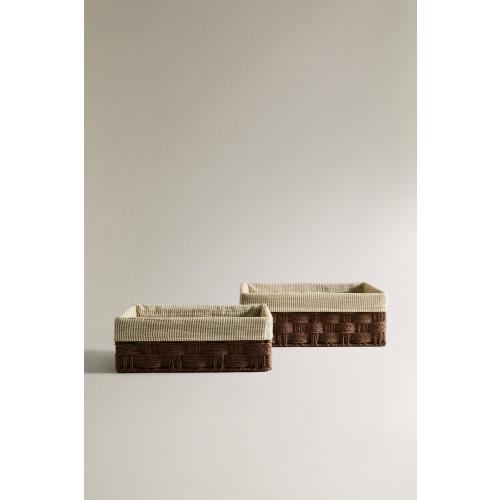 RECTANGULAR FABRIC-LINED BASKET - Brown | ZARA United States