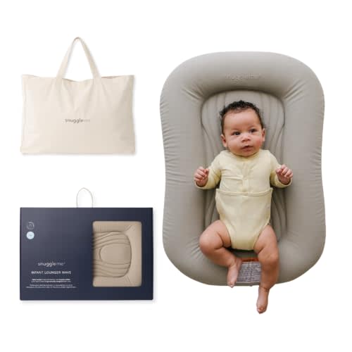 Snuggle Me Wave Organic Infant Baby Lounger, Ergonomic CPSC Compliant Nest (Birch) | Premium Organic Cotton With Snugglecore Comfort System, Buttery Soft Breathable Machine Washable Zip Off Cover & Travel Bag
