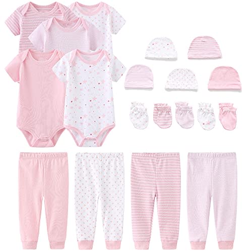 Chamie Unisex Baby Short Sleeve Bodysuits Newborn Clothes Cotton Preemie Layette Set