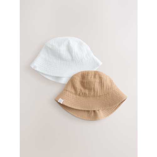 Neutral Crinkle Baby Bucket Hats 2 Pack