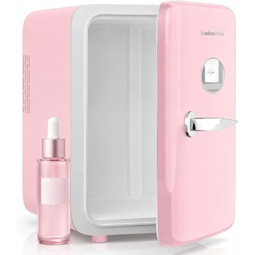CUTIEWORLD 4L Skincare Fridge, Mini Makeup Fridge for Cosmetics, Candy Pink