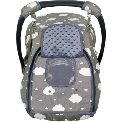 Carseat Cover for Baby, Baby car seat Covers for Infant car seat, Baby Carrier Cover Canopy, Window in Door Open, 2 Layers, Grey Cloud, felxible Connection;
