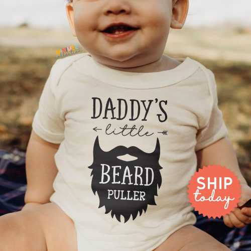 Daddy's Little Beard Puller Onesies® Brand, Baby Announcement Bodysuit, New Dad Gift, Funny Father's Baby Clothes, (BC-DAD17)