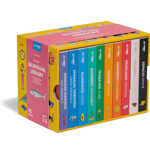 My First Bilingual Library: A Spanish-English Vocabulary Board Book Set of Colors, Numbers, Animals, ABCs, and More (Si Sabo Bilingual Books for Kids)