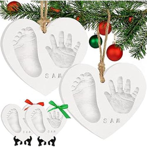KeaBabies Baby Hand and Footprint Kit Keepsake - Quick-Dry Newborn Foot & Handprint Ornament Kit Boys, Girls, Personalized New Baby Gifts for New Parents, Cute Christmas & Keepsake Gifts (Duo Heart)