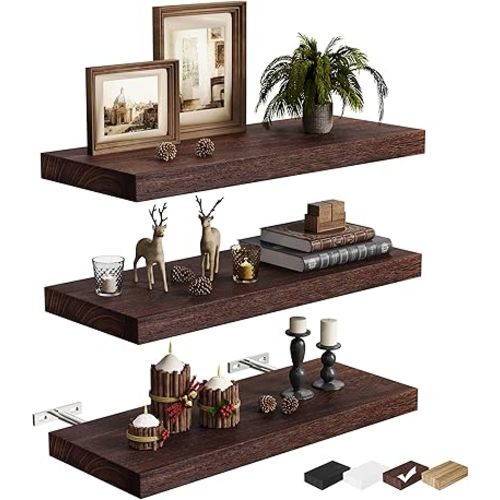 3 Packs Floating Shelves for Wall Storage Rustic Farmhouse Antique Vintage Retro Primitive Cottage Magnolia Southwest Western Fall Home Decor Mounted Living Room Bedroom Dorm Hanging Shelf Brown
