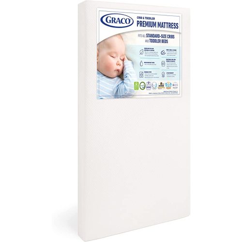 Graco Premium Foam Crib & Toddler Mattress – 2021 Edition, GREENGUARD Gold and CertiPUR-US Certified, 100% Machine Washable, Breathable, Water-Resistant Cover, Recommended Firmness for Infants - White