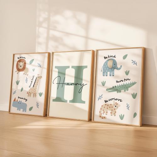 Safari Nursery Prints, Set of 3 Prints, Safari Nursery Decor, Nursery Wall Art, Baby Boy Gift, Lion Print, Giraffe, Playroom Wall Decor