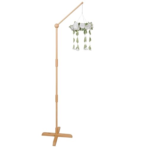 Crib Mobile Arm Wooden Floor Stand, Baby Mobile Arm for Crib & Bassinet, Adjustable Height Universal Fit, 100% Natural Beechwood, Hanger Nursery Decor & Gift Accessories (Original) – Sorrel & Fern