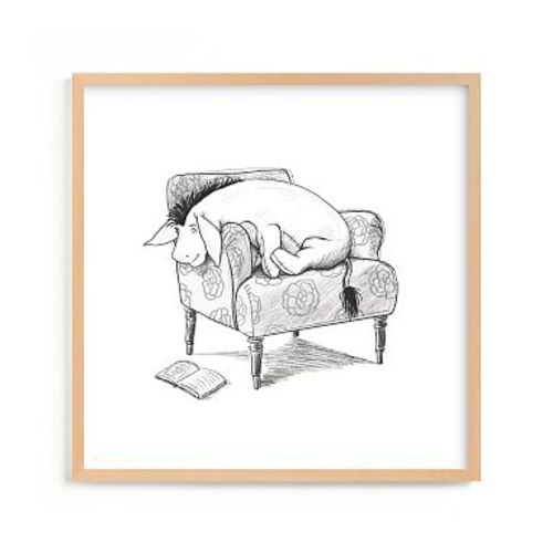 Minted Eeyore Lounging from Disney's Winnie the Pooh Wall Art by Stefanie Lane, 24x24, Natural Frame