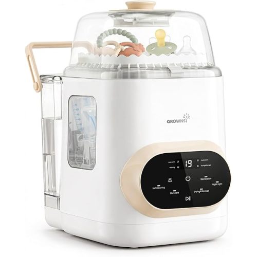 Grownsy EaseClean Pro Bottle Washer | Visible Cleaning Windows | All-in-One Wash, Sterilize & Dry System | 360° High-Pressure Cleaning | for Bottles, Pump Parts & Baby Essentials