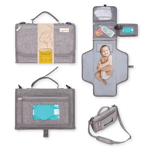 Boomerang Portable Diaper Changing Pad - Bonus Shoulder Strap - Ample Storage - Waterproof - Enhanced 1’’ Head Cushion for Baby’s Comfort - Baby Shower Gifts