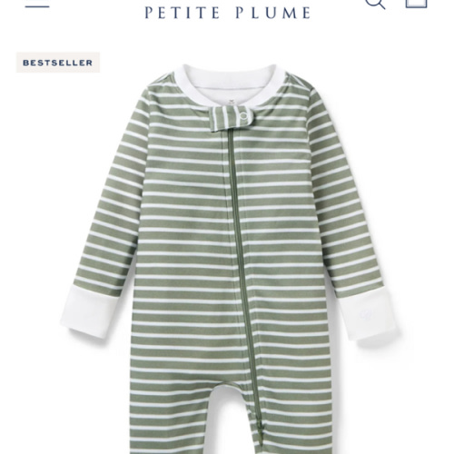 Baby's Pima Romper in Sage Stripe