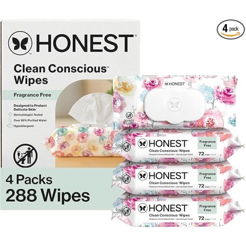 The Honest Company Hypoallergenic Multi-Use Baby Wipes for Sensitive Skin, Rose Blossom, 288 Count
