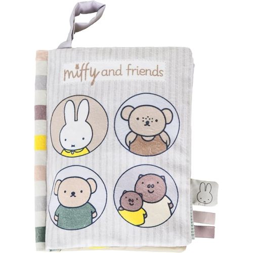 Kids Preferred Miffy Baby Deluxe Soft Book - Two Pancake Plush Characters, Crinkle, Squeaker, Tactile Slide Ribbon, Peekaboo Flaps, Hanging Loop, 8 in