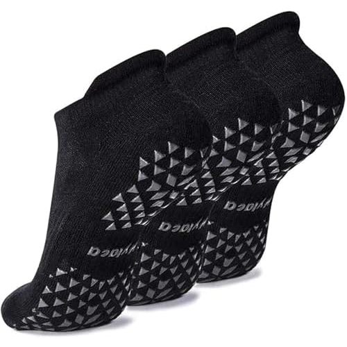 Hylaea Unisex Non Slip Socks with Grip for Yoga, Hospital, Pilates, Barre | Ankle, Cushioned