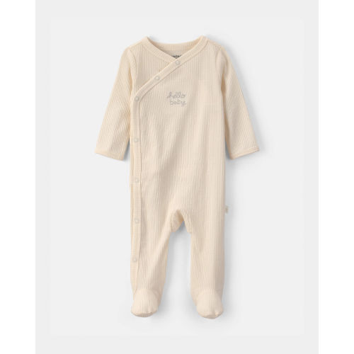 Baby 'Hello Baby' Cotton Sleep & Play Pajamas - Cream