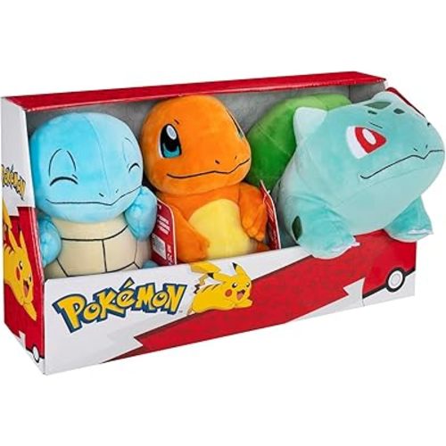 Pokemon Kanto Region First Partner Plush 3-Pack - 8-Inch Pokemon Plush of Charmander, Squirtle, and Bulbasaur