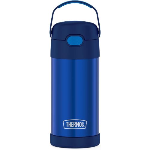 THERMOS FUNTAINER 12 Ounce Stainless Steel Vacuum Insulated Kids Straw Bottle, Blue