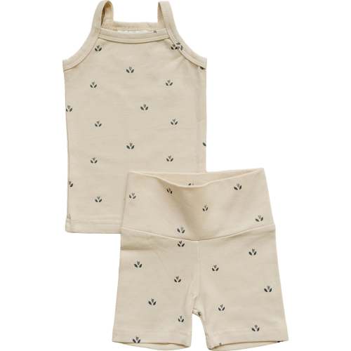 Cream Tulips Floral Tank + Biker Shorts Set – August + Willow