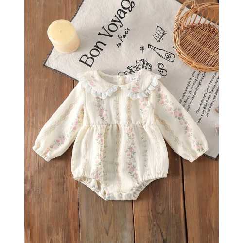 Vintage Floral Lace Baby Romper | 3–6M and  9-12M
