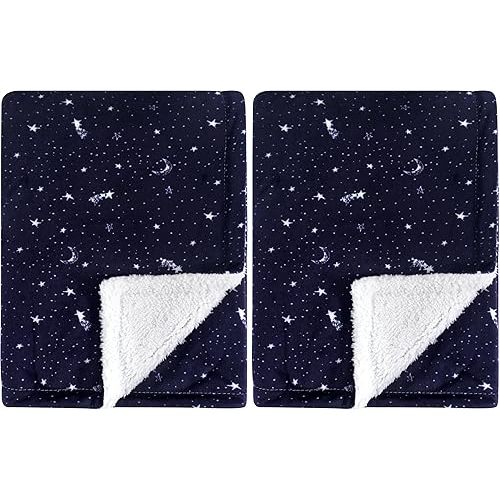 Yoga Sprout Mink Blanket with Sherpa Backing, Moon (Pack of 2)